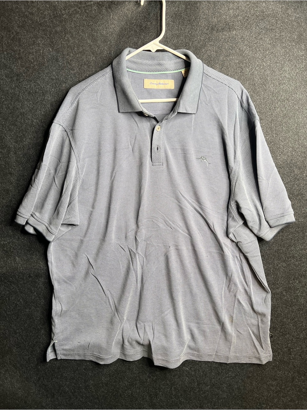 Tommy Bahama Men's XL Gray Check Polo Shirt Short Sleeve Modal‎ Polyester